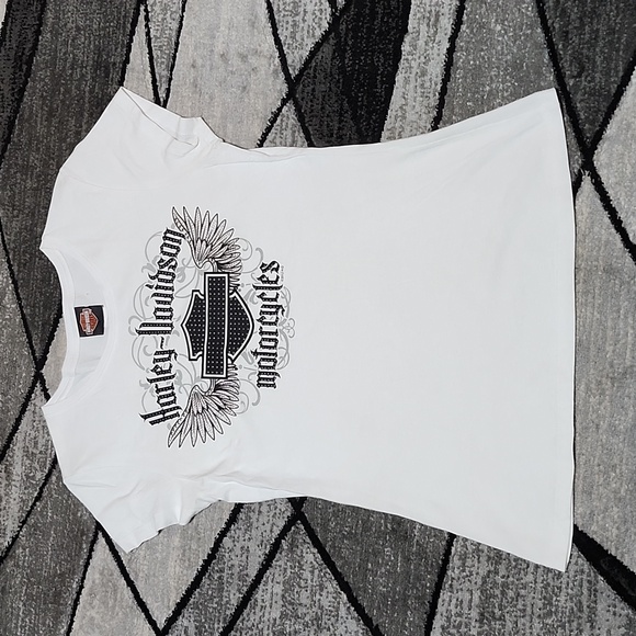 HARLEY DAVIDSON MOTORCYCLE 2010-2012 STUDDED BAR & SHIELD WINGS TEE-SHIRT LARGE - Picture 2 of 16